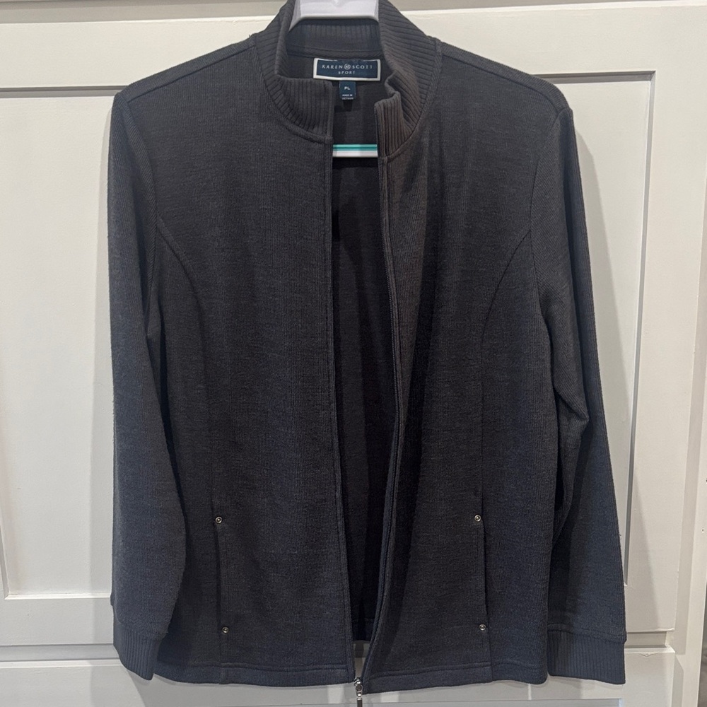 Karen Scott Women's Charcoal Zip-Up Jacket